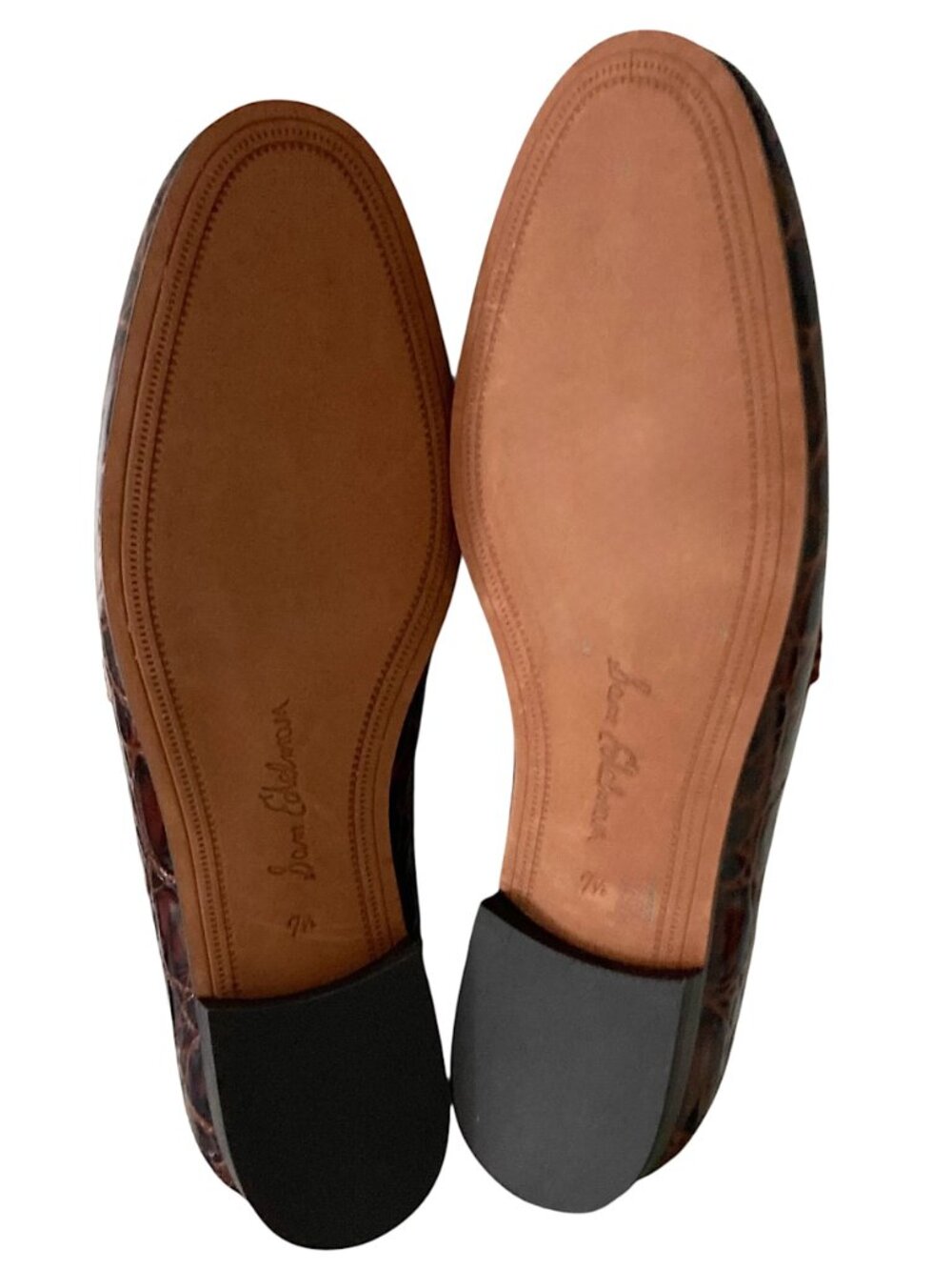 NEW Sam Edelman Loraine Croc-Effect Horsebit Slip On Loafers Size 7.5 M Brown - Picture 8 of 10